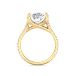 Augusta - Elongated Cushion Shape Double Claw Diamond Engagement Ring with Pave Band - Gem Jewelers Co
