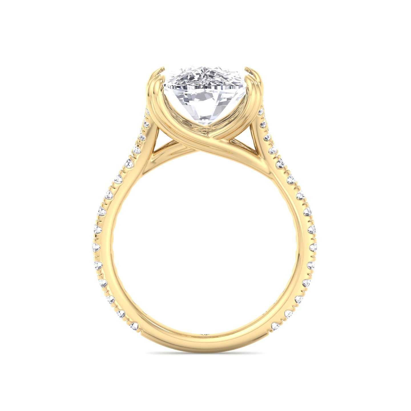 Augusta - Elongated Cushion Shape Double Claw Diamond Engagement Ring with Pave Band - Gem Jewelers Co