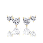 Double Heart Natural Diamond Studs-Yellow Gold-14K