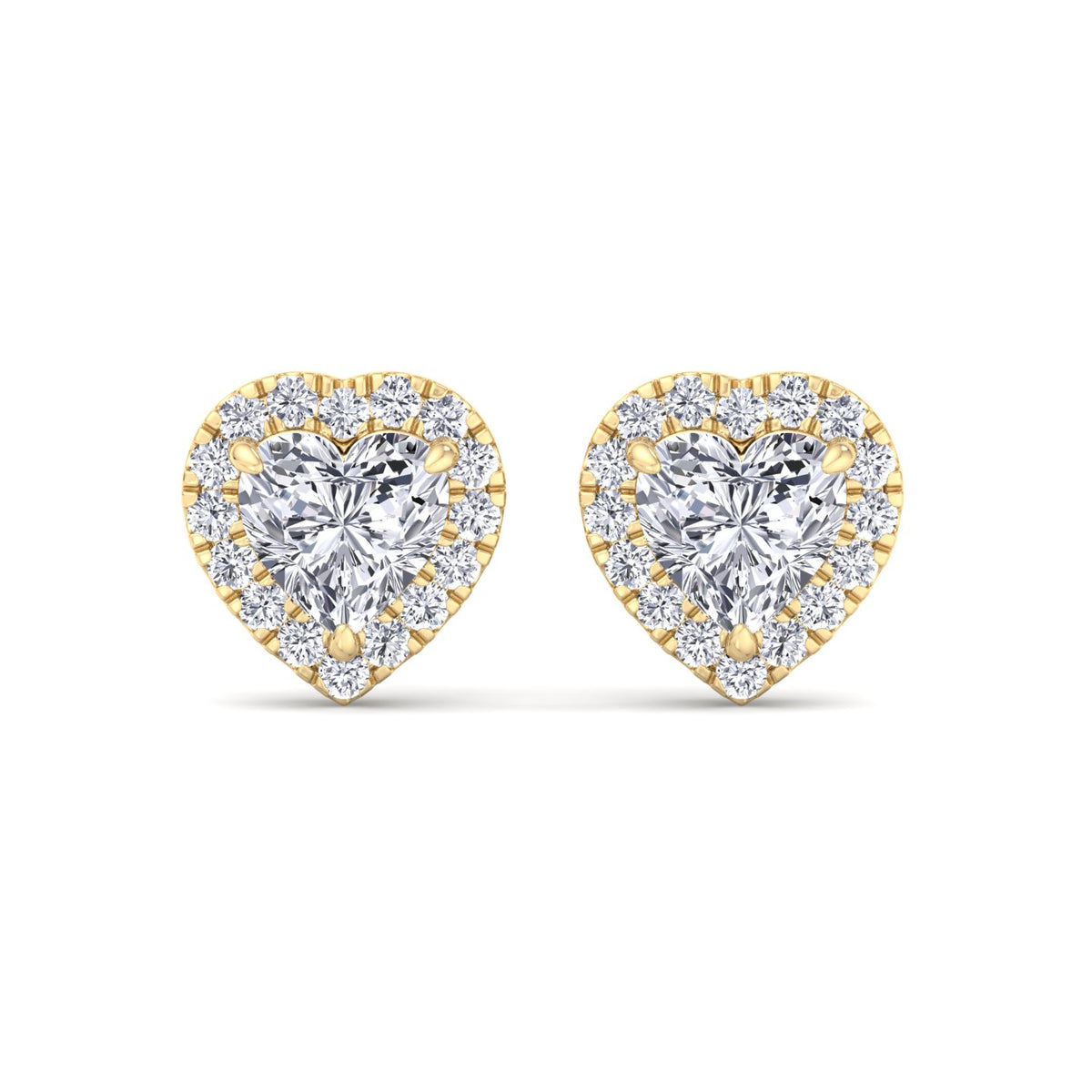 Tiana - Heart Shape Diamond Halo Studs - Gem Jewelers Co