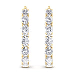 Inside Out Oval Natural Diamond Hoop Earring 1.25” Yellow Gold 
