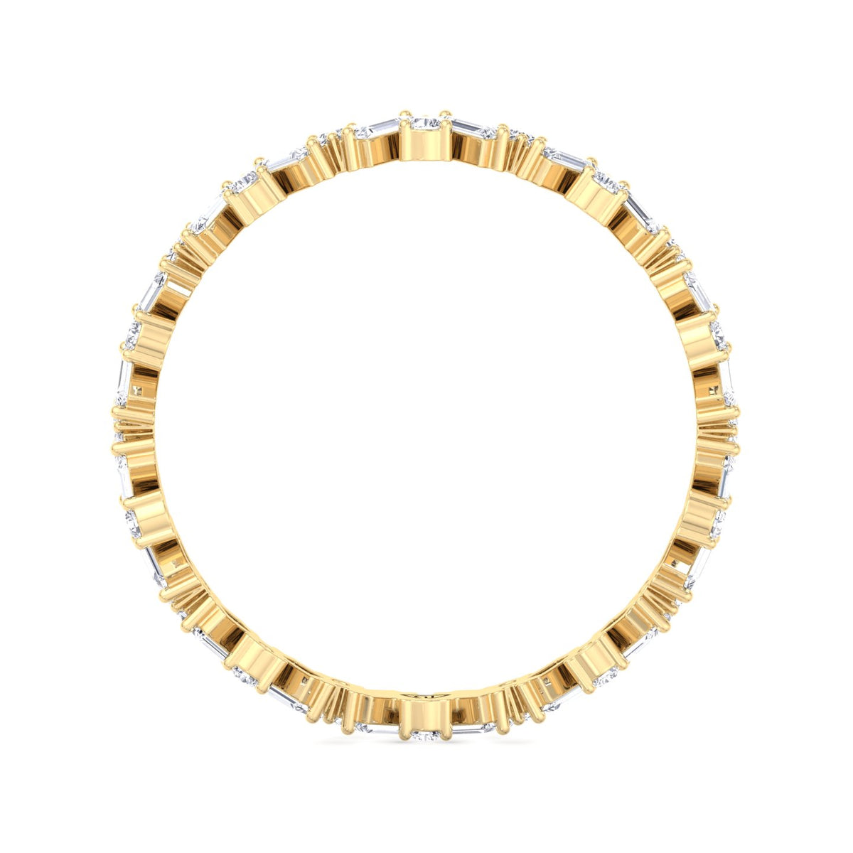 Delfina - Baguette and Round Shape Diamond Offset Band - Gem Jewelers Co