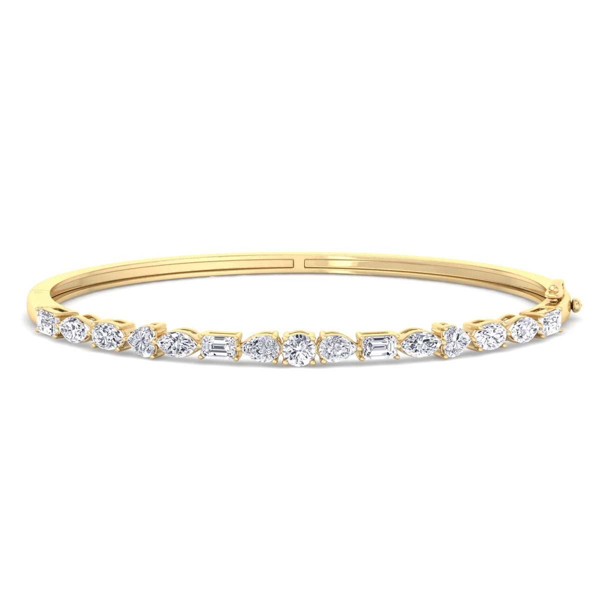 Multi shape natural diamond bracelet 14K yellow gold