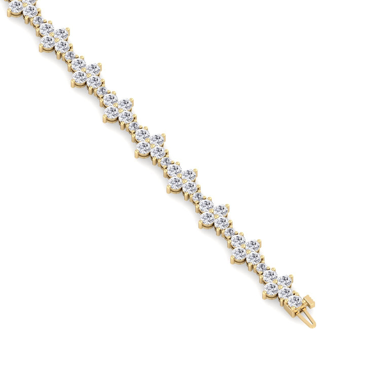 Round Floral Style Natural Diamond Tennis Bracelet YG 4