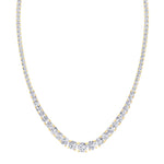 Adjustable 4-Prong Graduated Natural Diamond Tennis Necklace Yellow Gold 18K