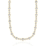 Alternating Size Bezel Set Natural Diamond Tennis Necklace Yellow Gold 18K