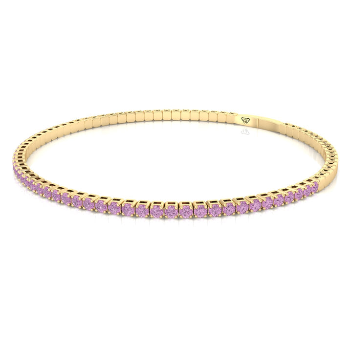 Flexible Natural Pink Sapphire Bangle 14K Solid Gold