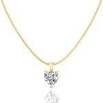 Heart Shape Natural Diamond Necklace Pendant on Luxe Omega Chain - 14K - GJ