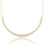 Halfway Graduated Bezel Set Natural Diamond Tennis Necklace Yellow Gold 18K