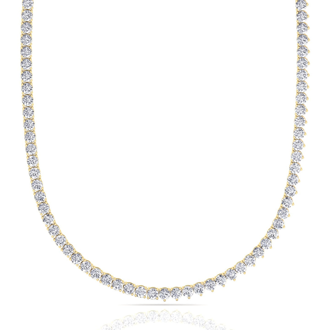 Double Setting Natural Diamond Tennis Necklace (3-Prong & 4-Prong) in 14K Solid Gold Yellow 8CT
single latch clasp