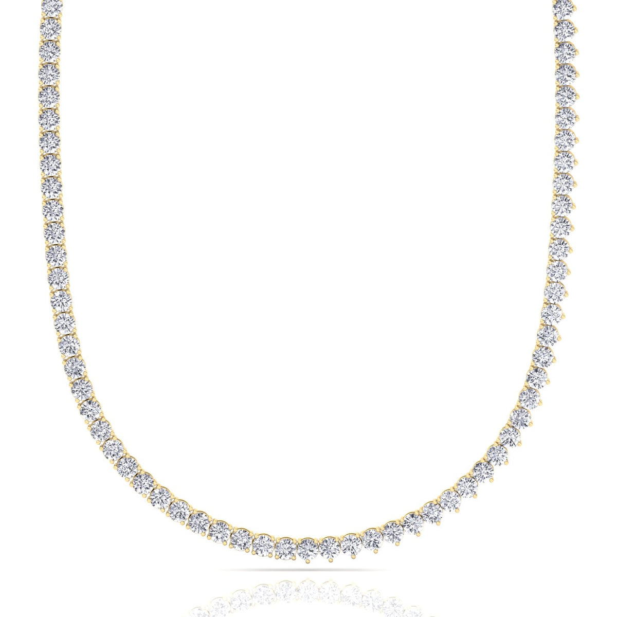 Double Setting Natural Diamond Tennis Necklace (3-Prong & 4-Prong) in 14K Solid Gold Yellow 8CT
single latch clasp