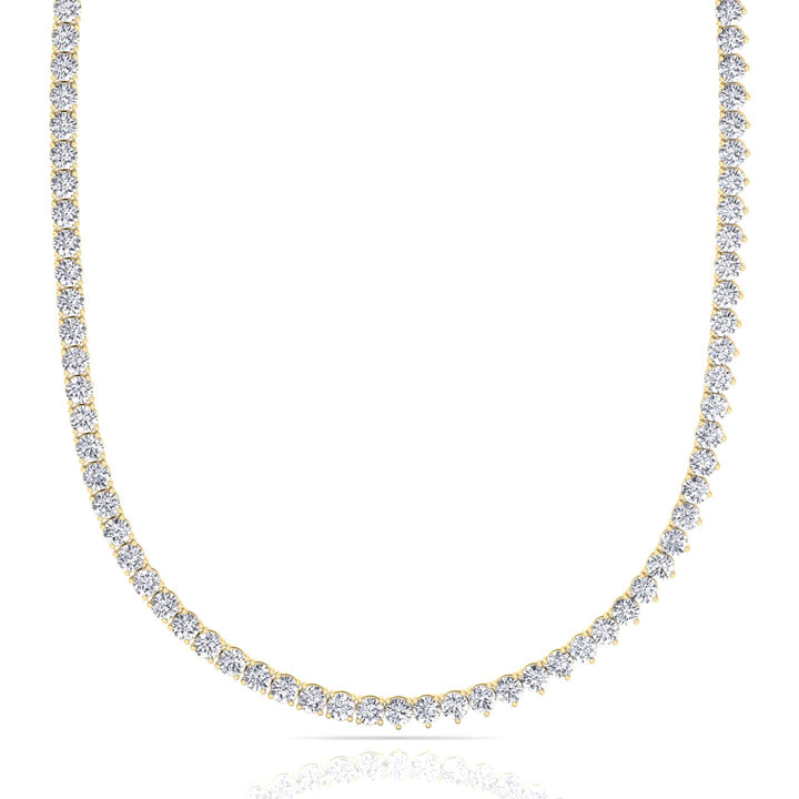Double Setting Natural Diamond Tennis Necklace (3-Prong & 4-Prong) in 14K Solid Gold Yellow 8CT
single latch clasp