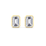 Cheza - Bezel Set Emerald Shape Diamond Studs - Gem Jewelers Co