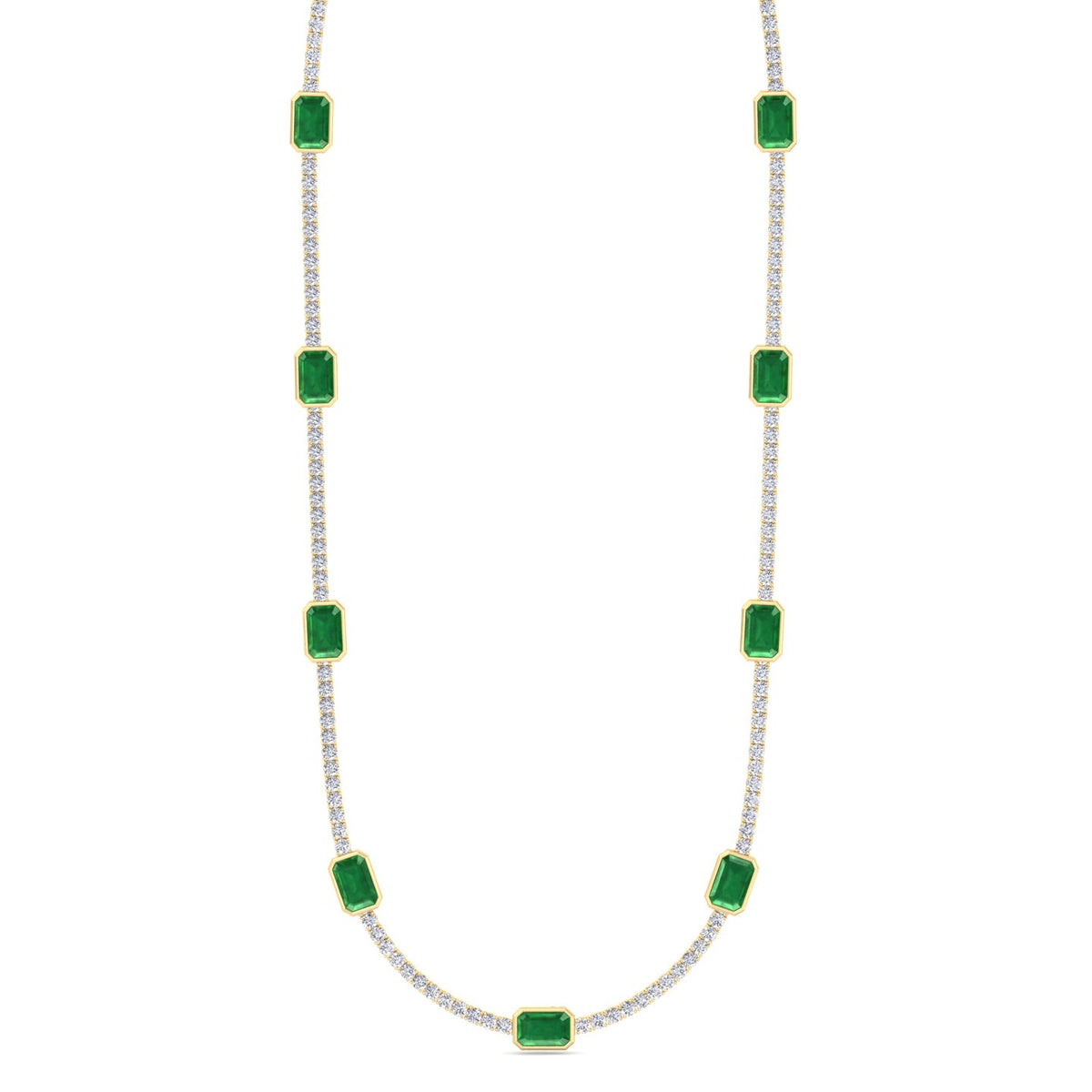 natural-diamond-green-emerald-station-tennis-necklace-18K-solid-gold-jewelry