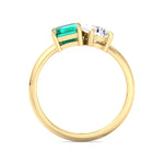 Demi - Toi et Moi Green Emerald & Pear Cut Diamond Engagement Ring - Gem Jewelers Co
