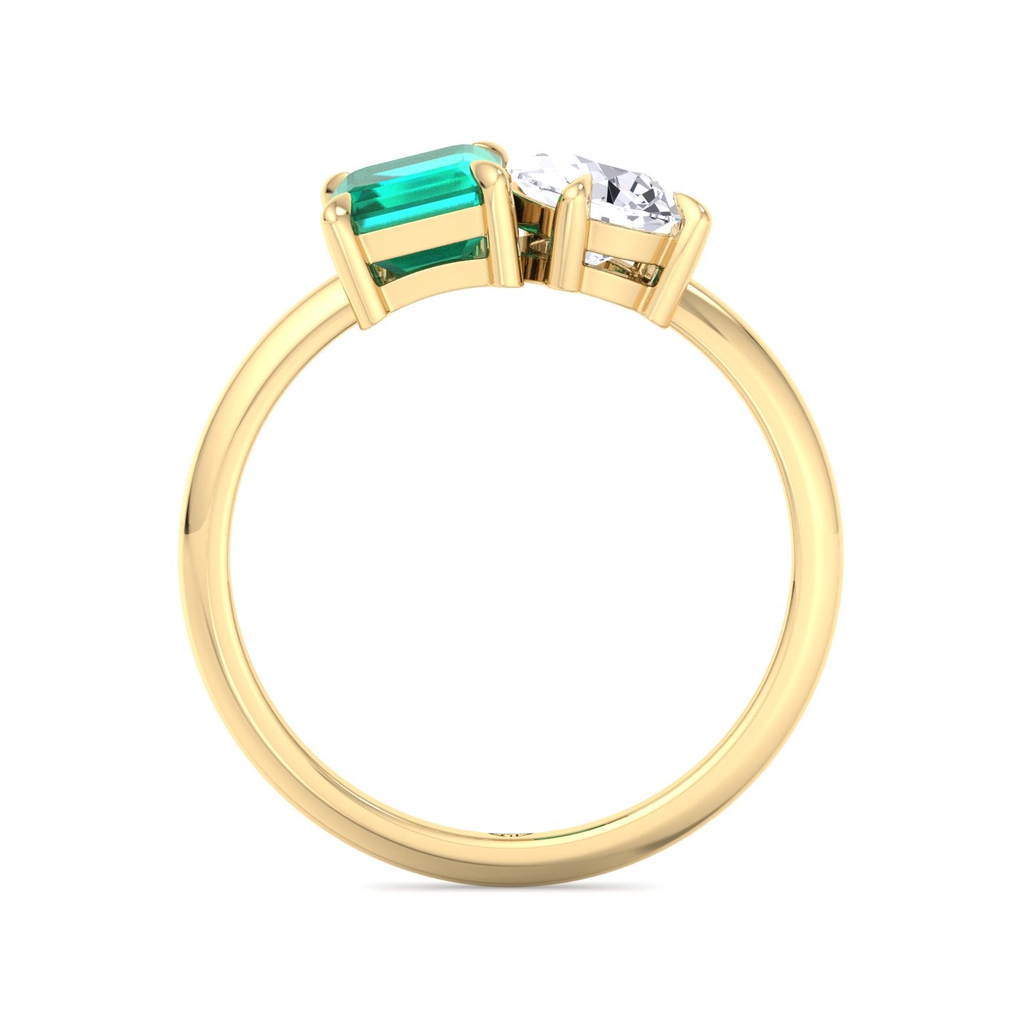 Demi - Toi et Moi Green Emerald & Pear Cut Diamond Engagement Ring - Gem Jewelers Co