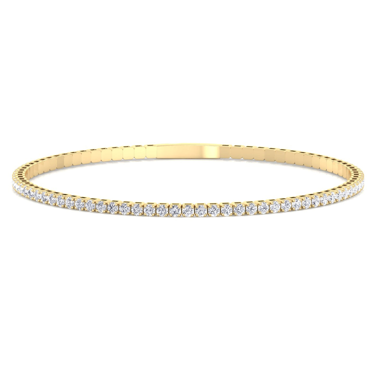 Flexible Natural Diamond Full Bangle in 14K yellow Gold 2ct