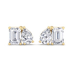 Emerald and Pear Shape Toi Et Moi Natural Diamond Studs yellow  2