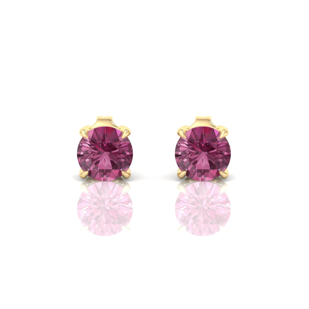 4 Prong Round Shape Natural Pink Sapphire Studs