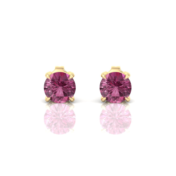 4 Prong Round Shape Natural Pink Sapphire Studs