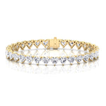 Heart Shape Natural Diamond Tennis Bracelet Yellow Gold 10CT