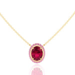 (3.5CT T.W.) Natural Pink Sapphire and Ruby Pendant Yellow Gold 18K