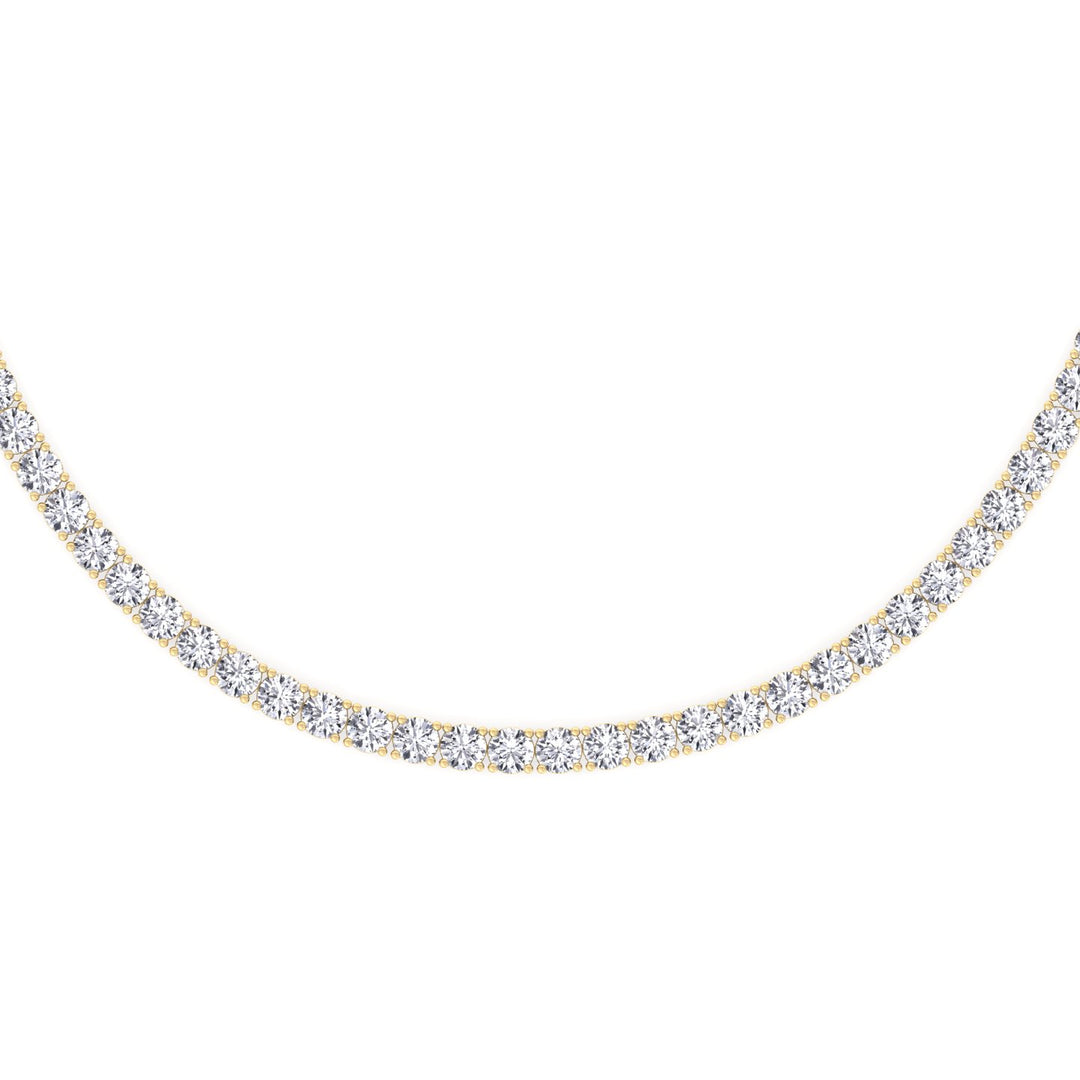 Non-Flip 4-Prong Natural Diamond Tennis Necklace - 14K Solid Gold