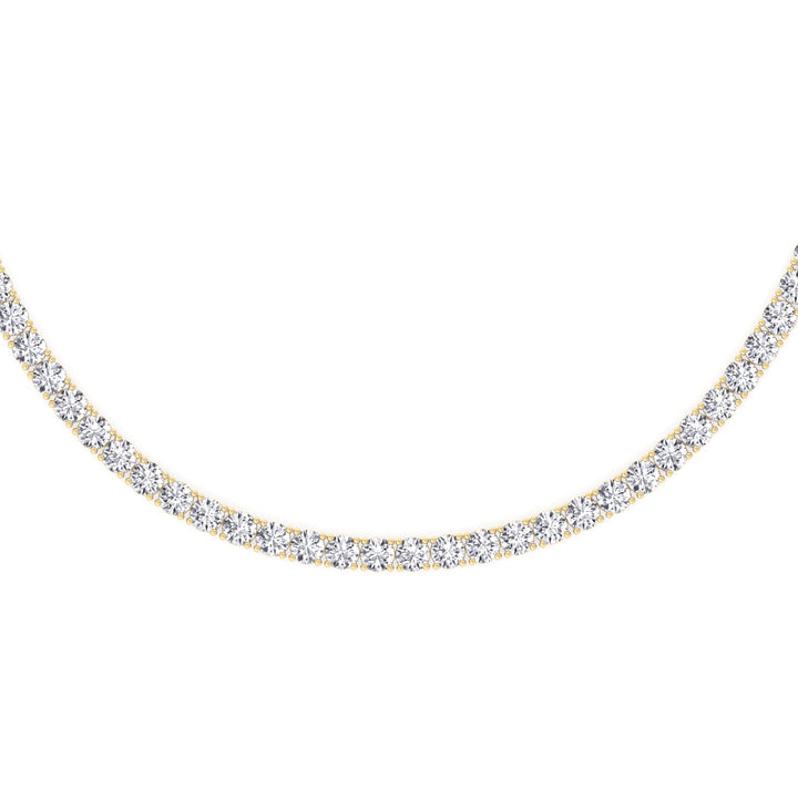 Non-Flip 4-Prong Natural Diamond Tennis Necklace - 14K Solid Gold