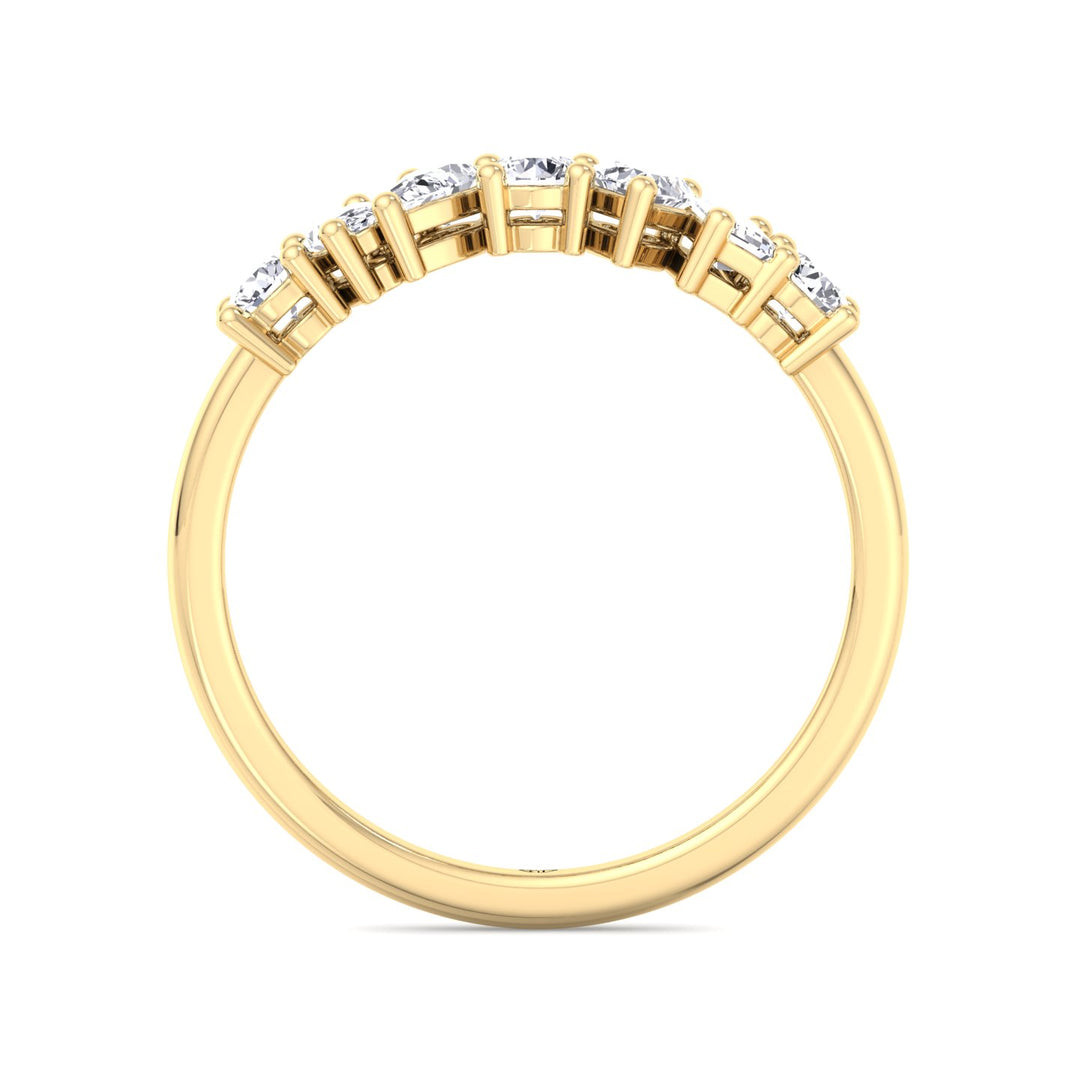 Multi Shape Half Way Natural Diamond Eternity Band Yellow Gold 