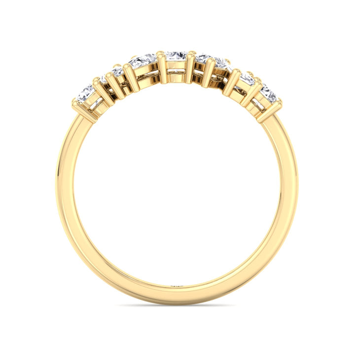 Multi Shape Half Way Natural Diamond Eternity Band Yellow Gold 
