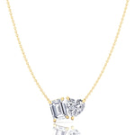 Toi Et Moi Emerald & Heart Shape Natural Diamond Pendant-14K-18K--Yellow Gold