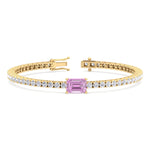 Martina - Emerald Cut Single Stone Natural Pink Sapphire & Diamond Tennis Bracelet - Gem Jewelers Co