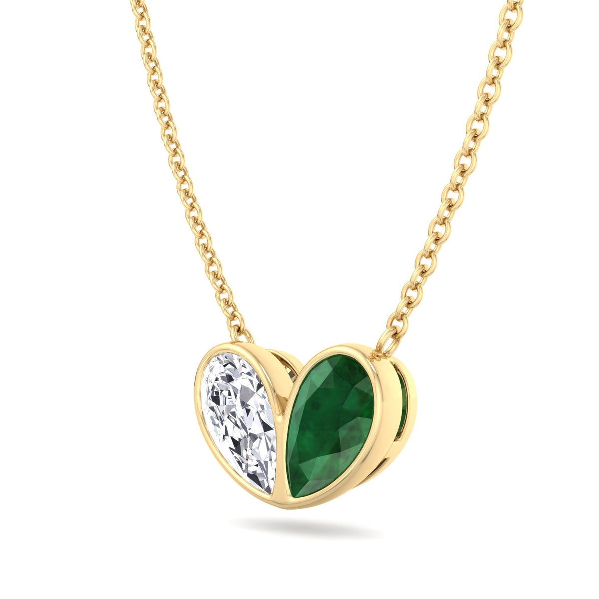 Patriz - Pear Shape Green Emerald and Natural Diamond Pendant Necklace - Gem Jewelers Co