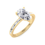 Gina - Pear Shape Diamond Engagement Ring with Baguette Shape Channel Set Side Stone Band - Gem Jewelers Co