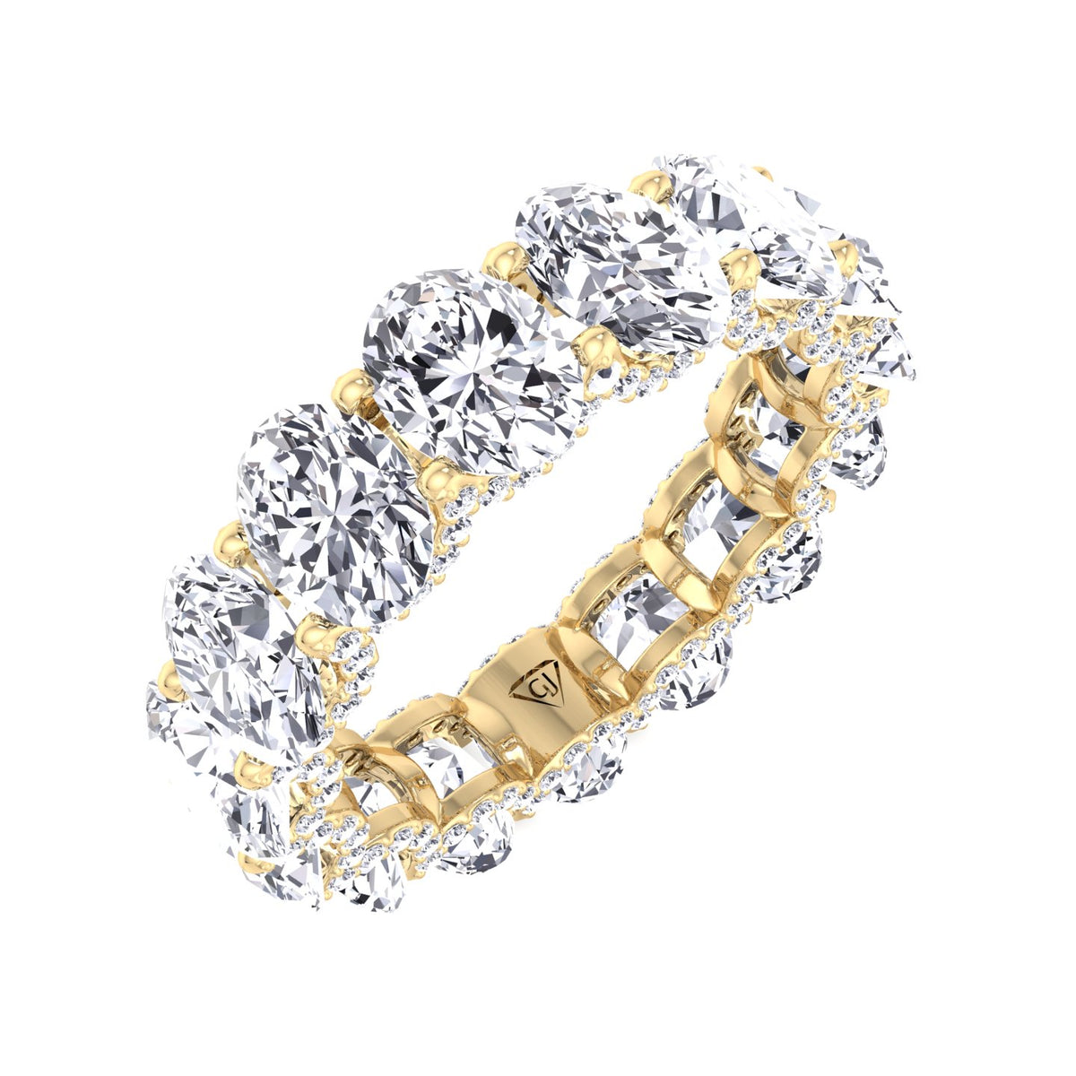 Frances - Oval Cut Diamond Eternity Band With Invisible Halo - Gem Jewelers Co