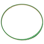 4 Prong Graduated Natural Green Emerald Tennis Necklace Yellow Gold 14K