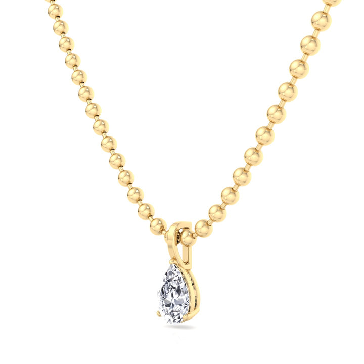 Natural Diamond Beaded Necklace with Pear Pendant