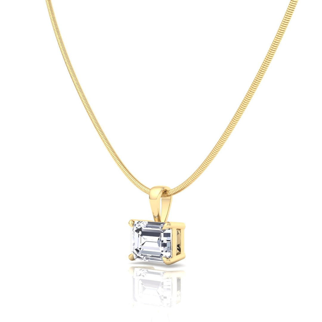 Emerald-Cut Natural Diamond Necklace on Luxe Omega Chain