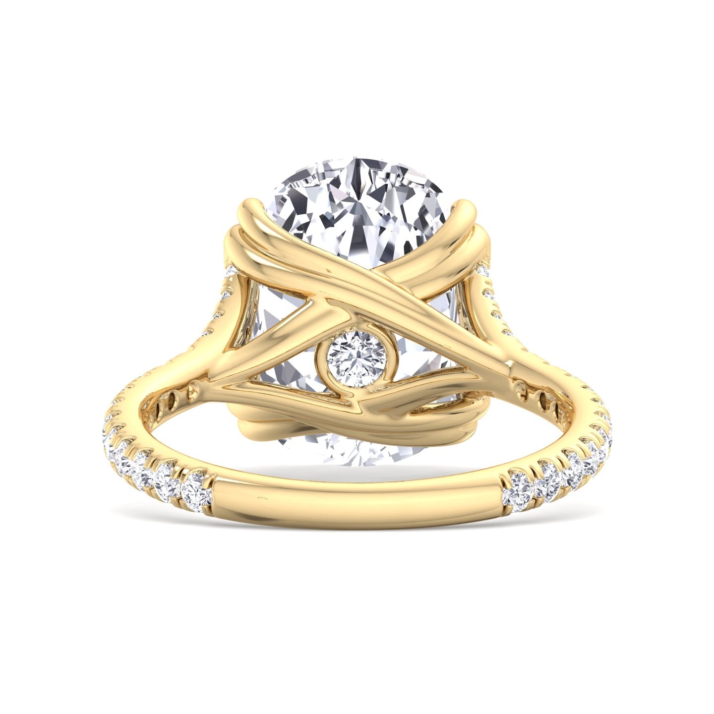 Augusta - Elongated Cushion Shape Double Claw Diamond Engagement Ring with Pave Band - Gem Jewelers Co