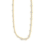 Alternating Size Bezel Set Natural Diamond Tennis Necklace Yellow Gold