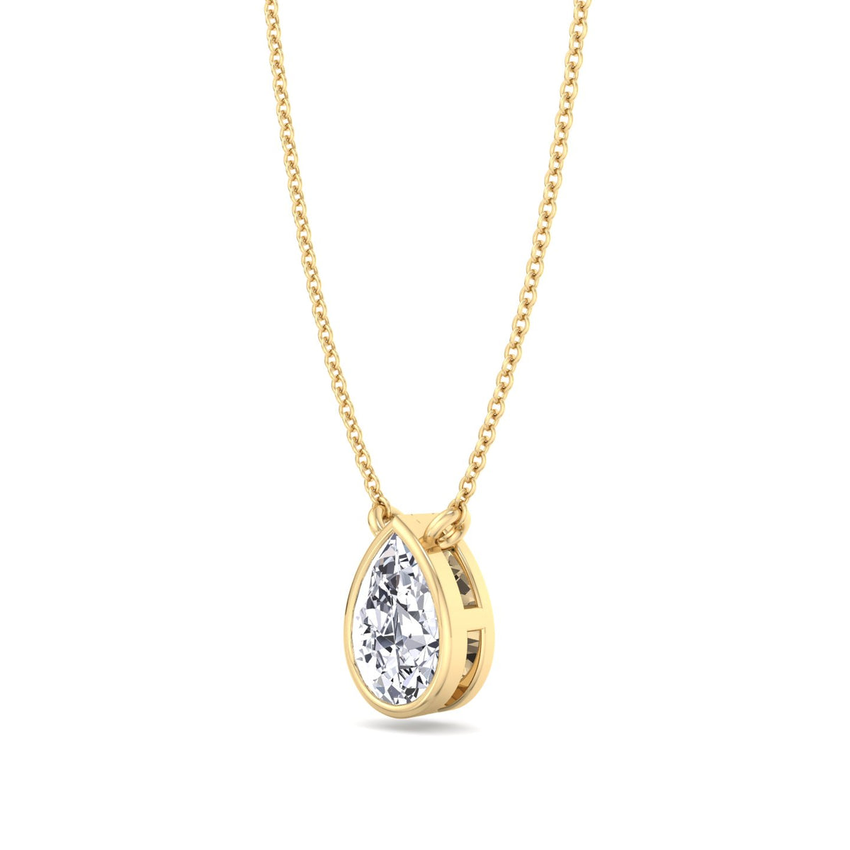 Miza - Bezel Set Pear Shape Diamond Pendant - Gem Jewelers Co