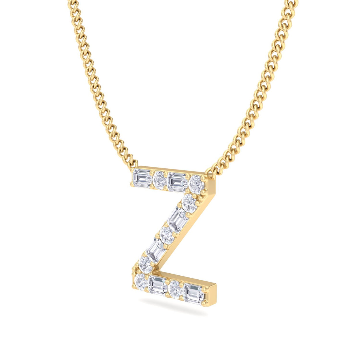 Z Initial Natural Diamond Pendant Necklace Yellow Gold 14K 18K