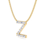 Z Initial Natural Diamond Pendant Necklace Yellow Gold 14K 18K