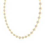Bezel Set Round Natural Diamond Bar Necklace Yellow Gold 14K
