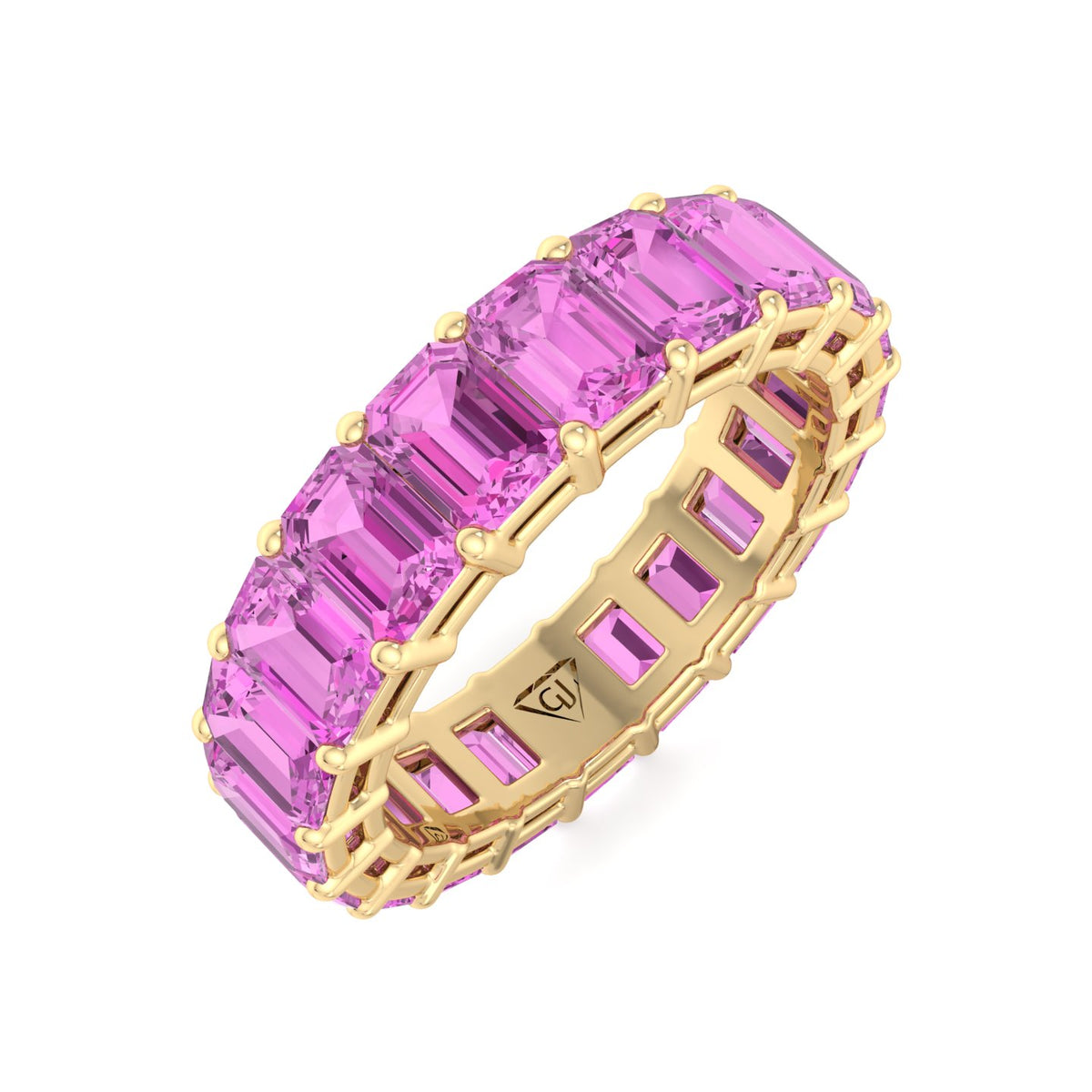 Mia - 5CT Pink Sapphire Eternity Band In Emerald Cut - Gem Jewelers Co