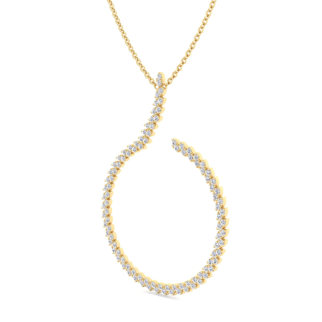 4.8CT T.W. Circle Swirl Pendant with Marquise Shape Yellow Gold 14K