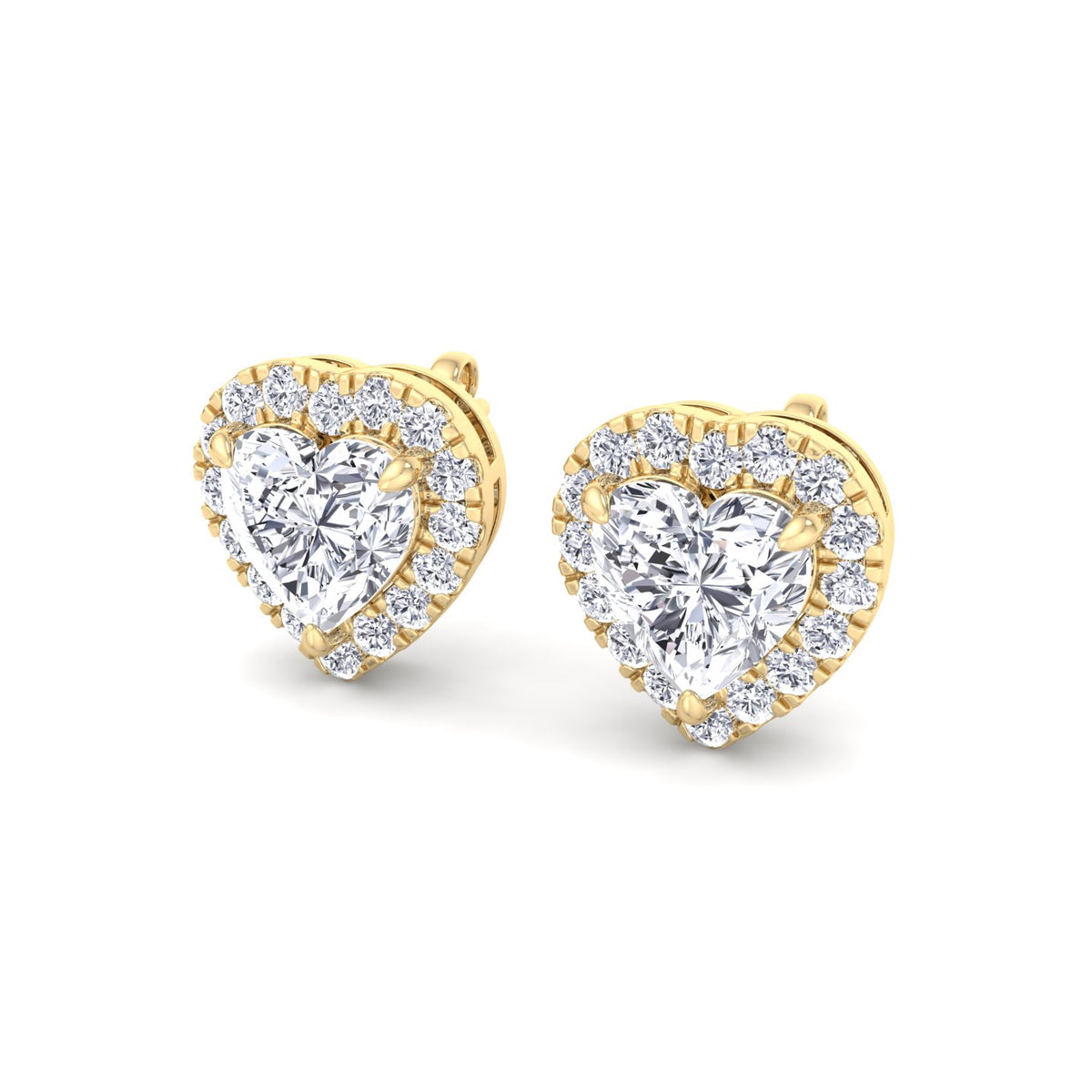 Tiana - Heart Shape Diamond Halo Studs - Gem Jewelers Co