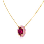 (3.5CT T.W.) Natural Pink Sapphire and Ruby Pendant Yellow Gold 14K 