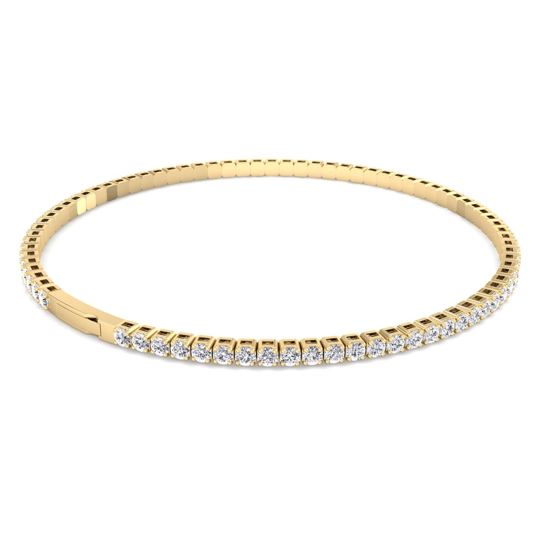 Flexible Natural Diamond Full Bangle in 14K yellow Gold 3ct