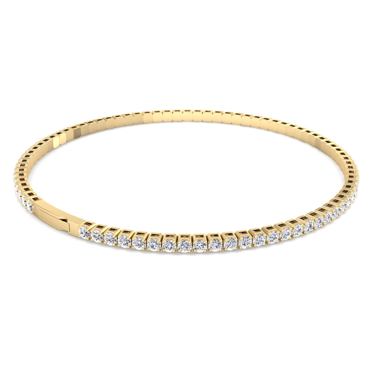 Flexible Natural Diamond Full Bangle in 14K yellow Gold 3ct